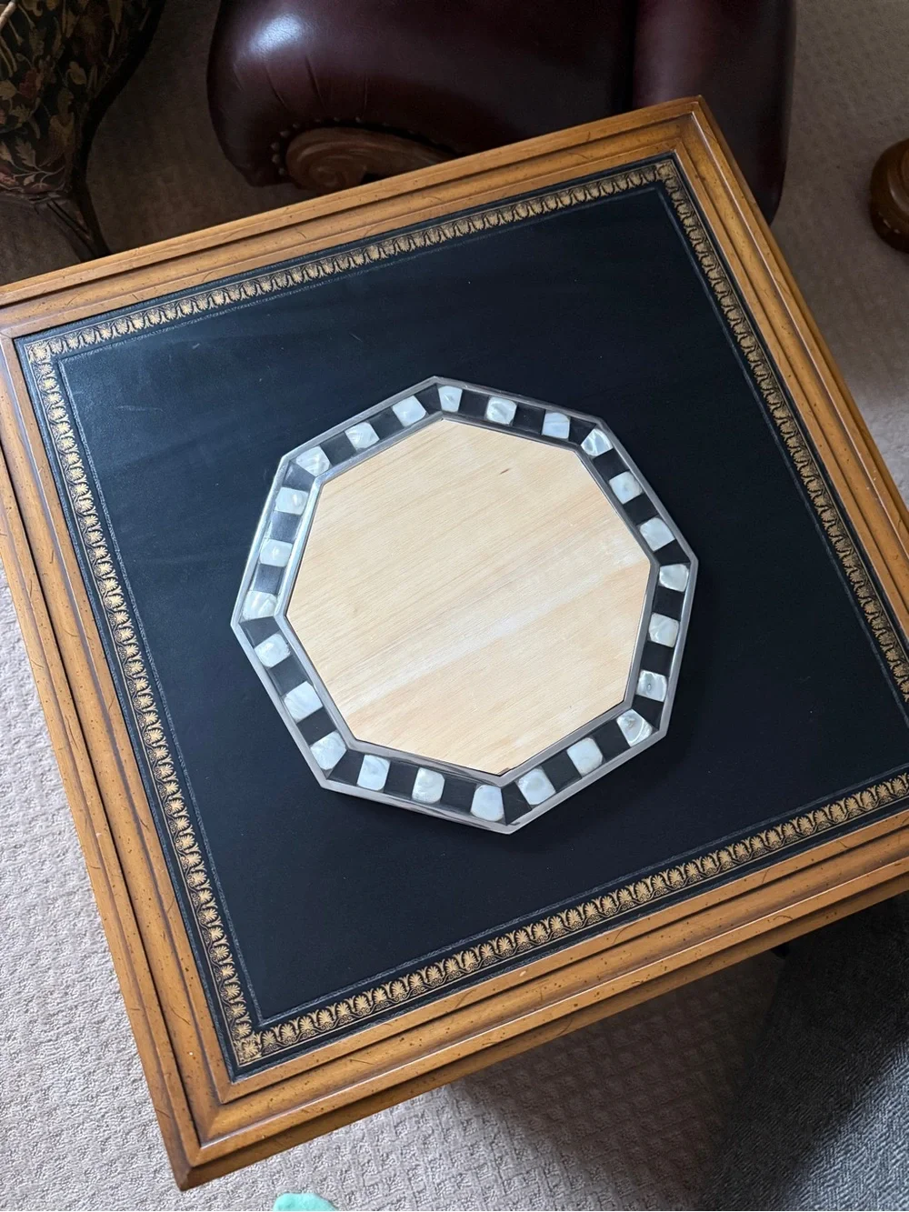 vintage octagonal serving tray & cutting board Towle Silversmiths 2 pieces